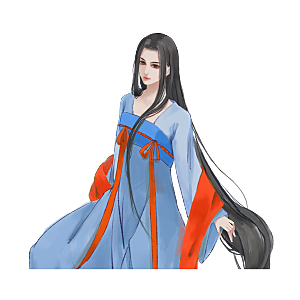 手绘中国古代女子汉服唐装插画图片