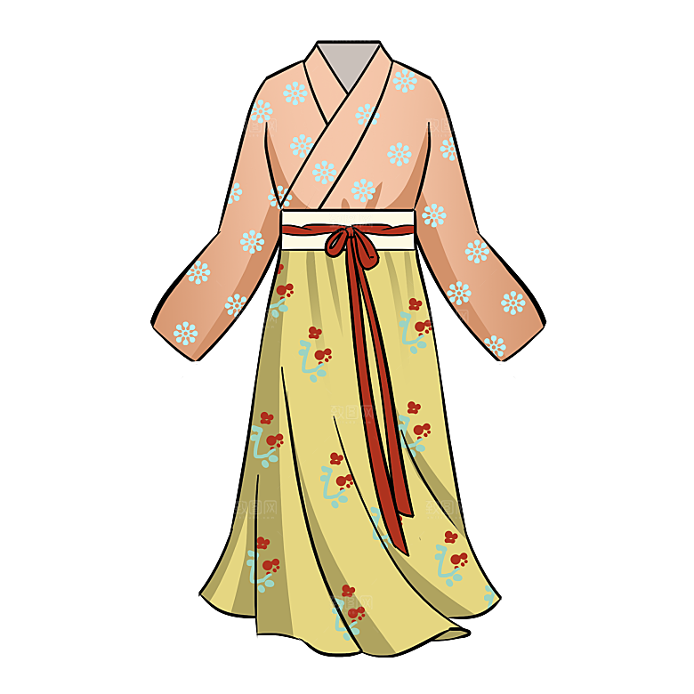 手绘中国古代女子汉服唐装插画图片素材