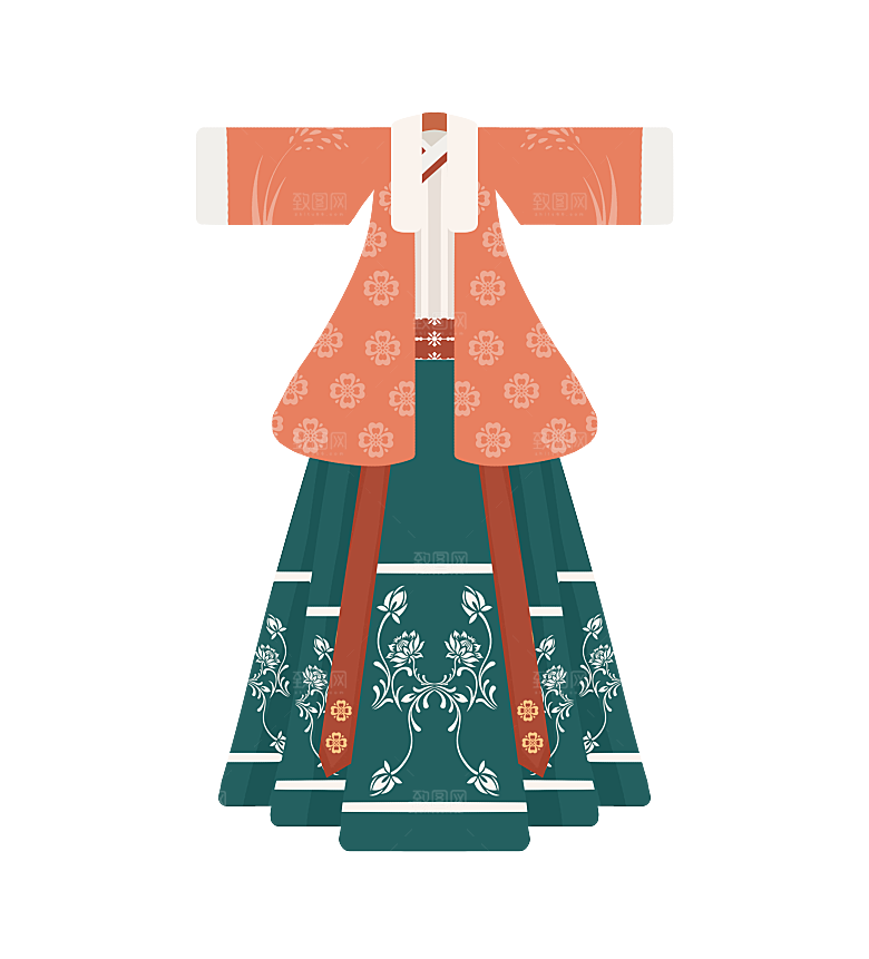 手绘中国古代女子汉服唐装插画图片素材