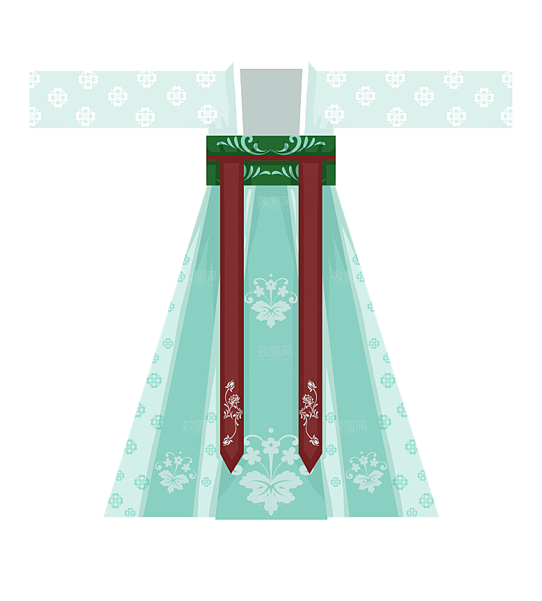 手绘中国古代女子汉服唐装插画图片素材