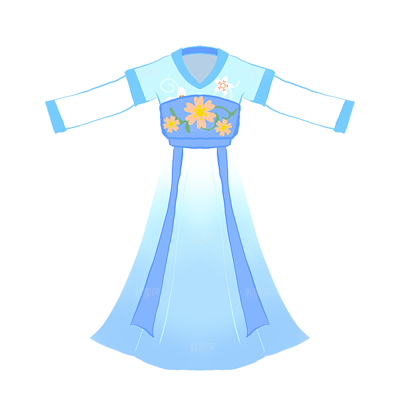 手绘中国古代女子汉服唐装插画图片