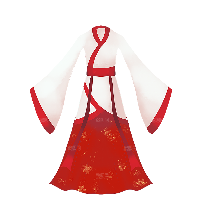 手绘中国古代女子汉服唐装插画图片