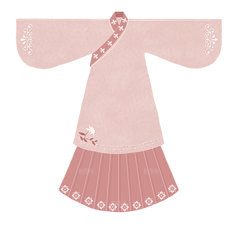 手绘中国古代女子汉服唐装插画图片
