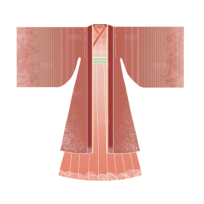 手绘中国古代女子汉服唐装插画图片