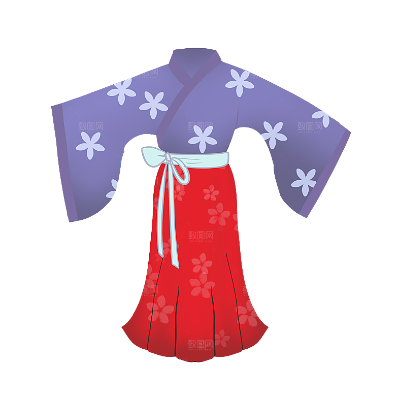 手绘中国古代女子汉服唐装插画图片