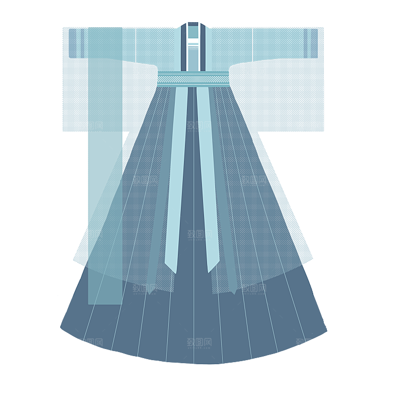 手绘中国古代女子汉服唐装插画图片