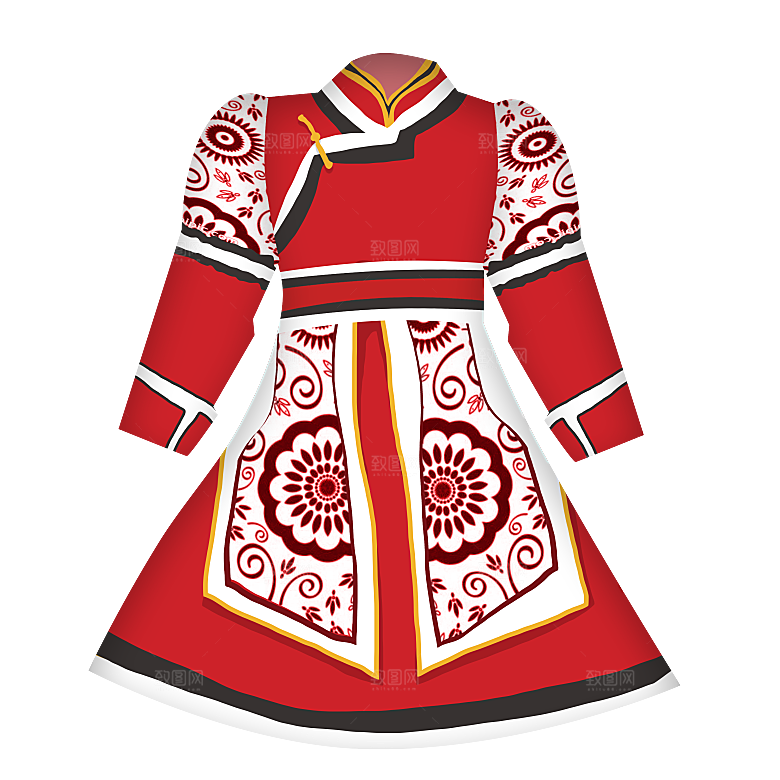 手绘中国古代女子汉服唐装插画图片