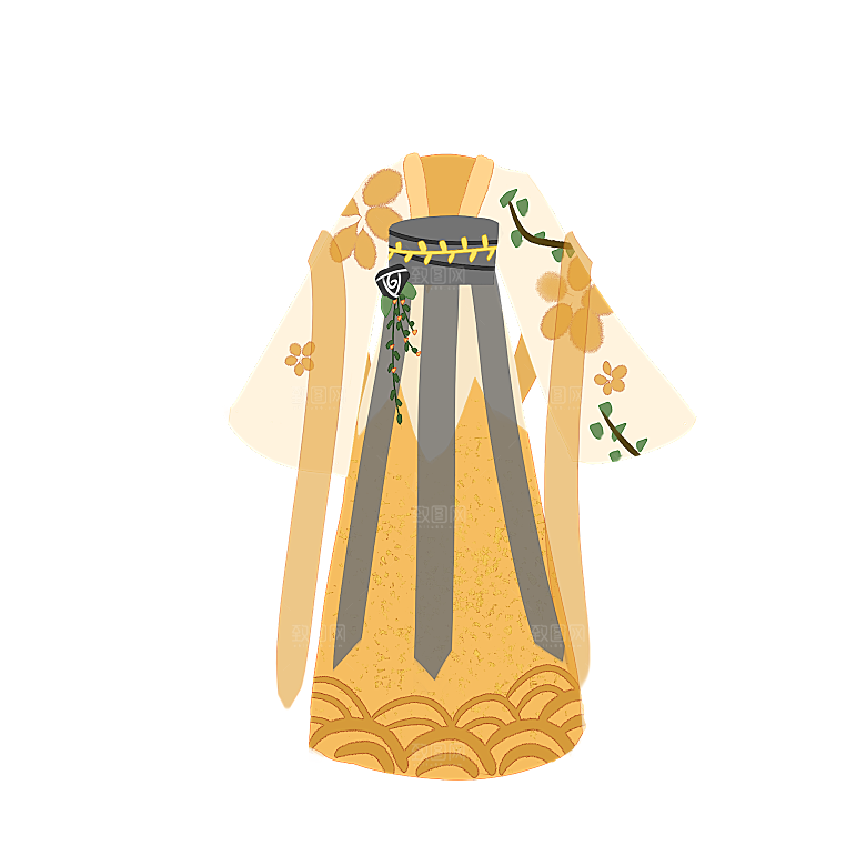 手绘中国古代女子汉服唐装插画图片素材