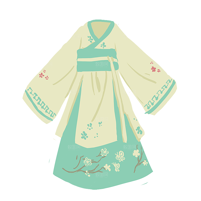 手绘中国古代女子汉服唐装插画图片素材