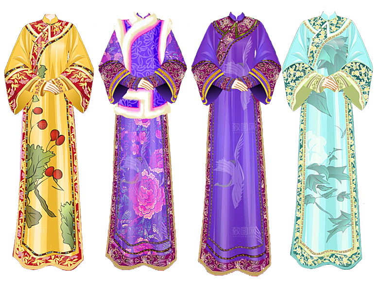 手绘中国古代女子汉服唐装插画图片素材