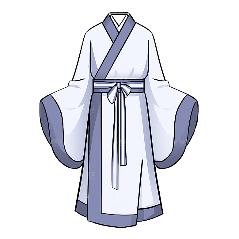手绘中国古代女子汉服唐装插画图片