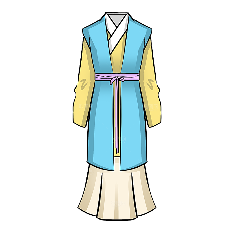 手绘中国古代女子汉服唐装插画图片