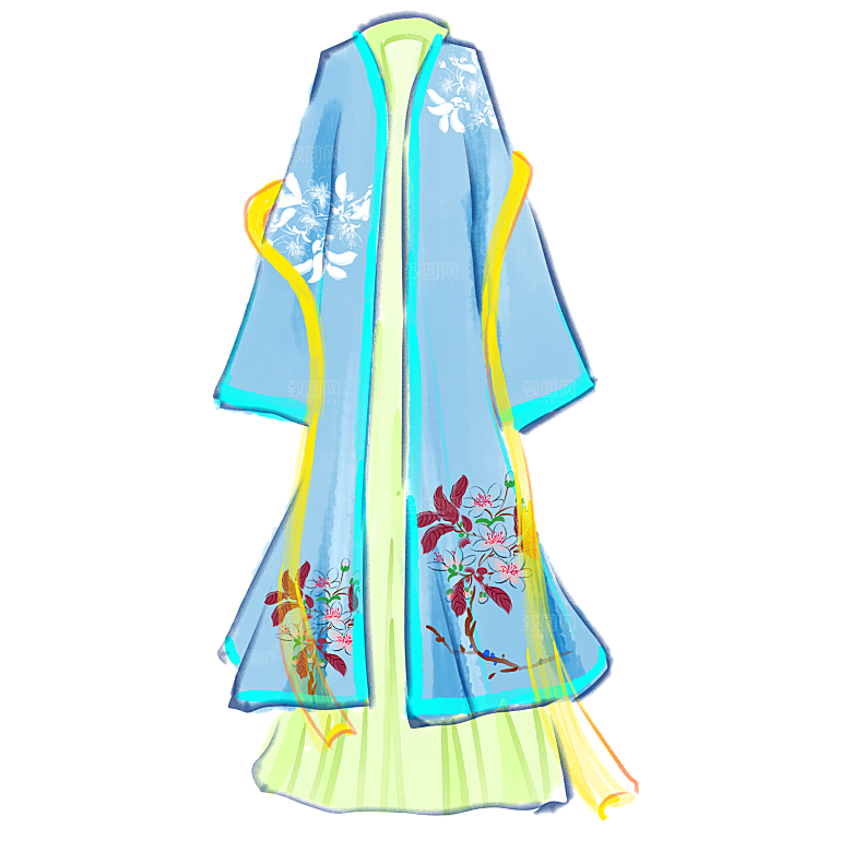 手绘中国古代女子汉服唐装插画图片