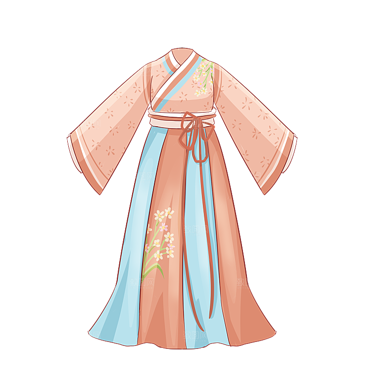 手绘中国古代女子汉服唐装插画图片