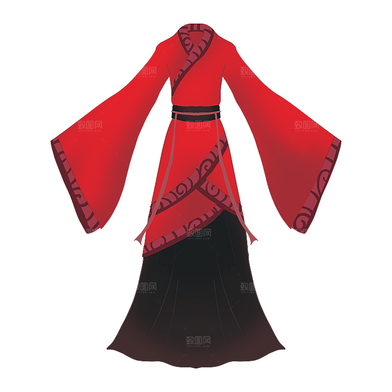 手绘中国古代女子汉服唐装插画图片