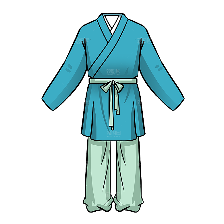 手绘中国古代女子汉服唐装插画图片