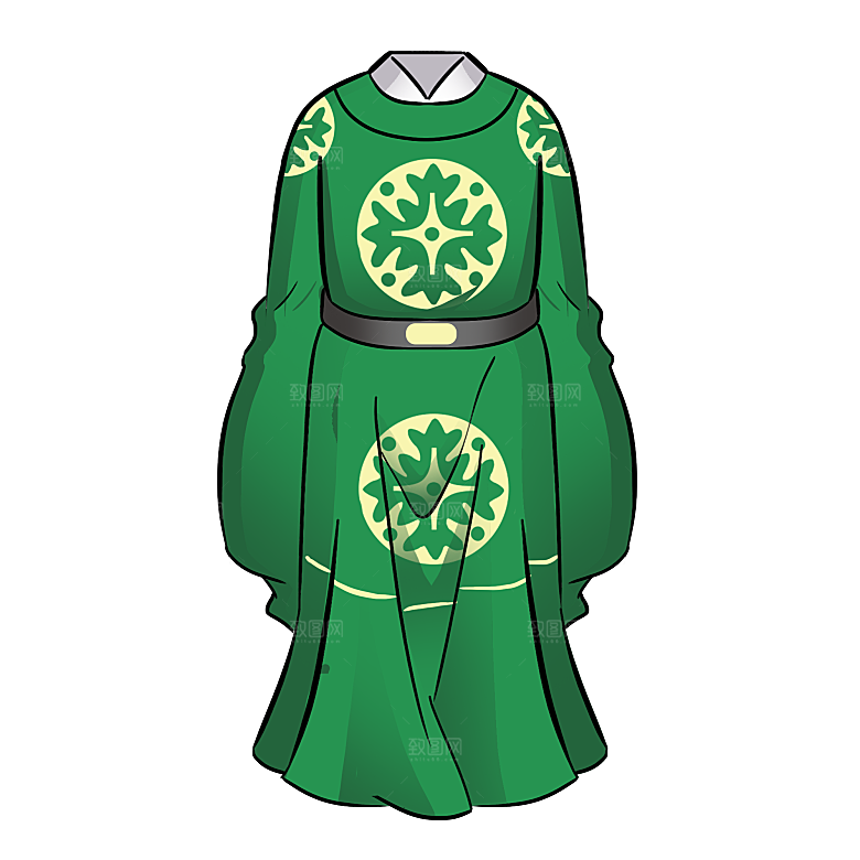 手绘中国古代女子汉服唐装插画图片
