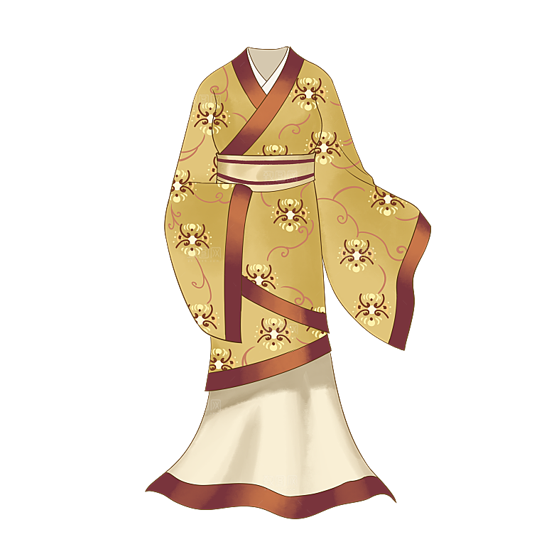 手绘中国古代女子汉服唐装插画图片素材