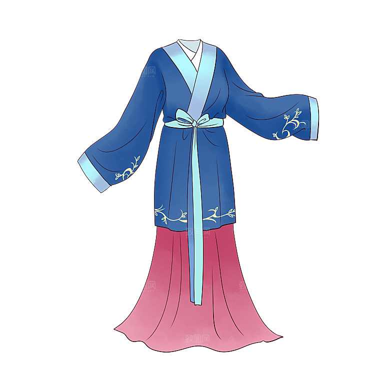手绘中国古代女子汉服唐装插画图片素材