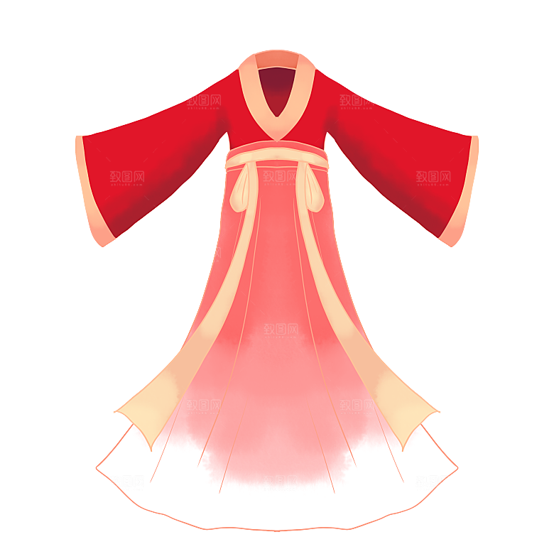 手绘中国古代女子汉服唐装插画图片素材