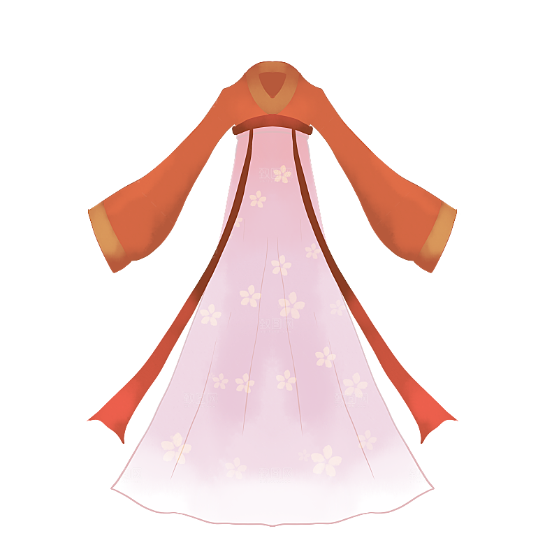 手绘中国古代女子汉服唐装插画图片素材
