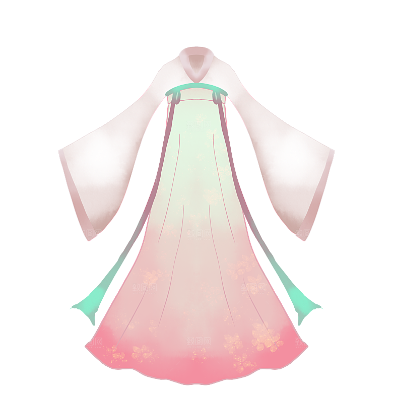 手绘中国古代女子汉服唐装插画图片素材