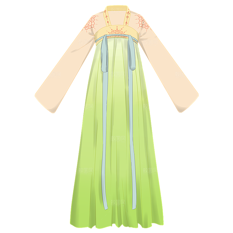 手绘中国古代女子汉服唐装插画图片素材