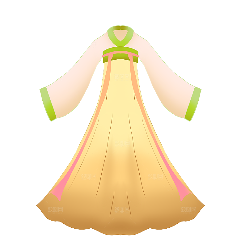 手绘中国古代女子汉服唐装插画图片素材