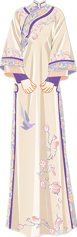 手绘中国古代女子汉服唐装插画图片