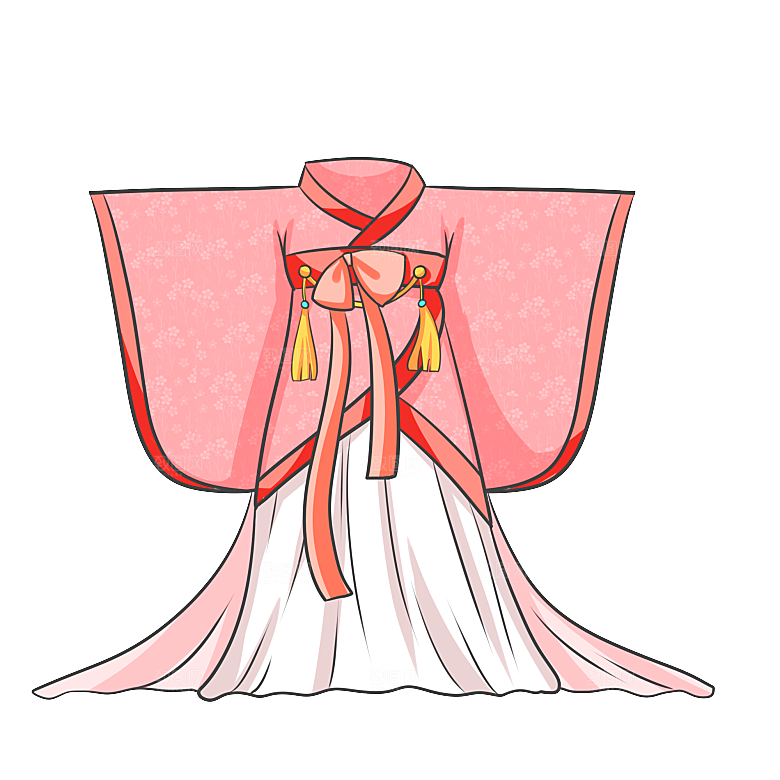 手绘中国古代女子汉服唐装插画图片