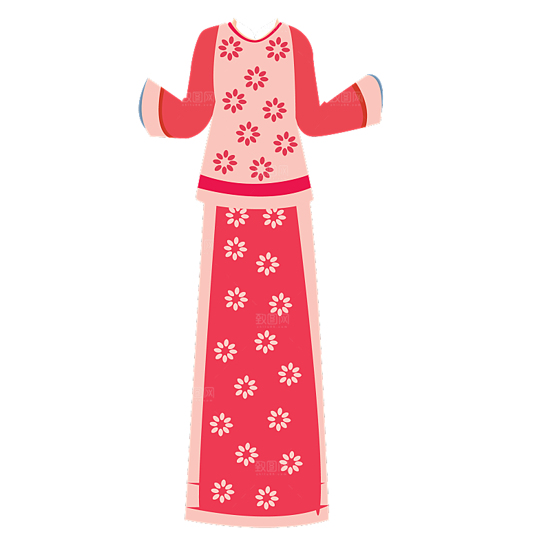 手绘中国古代女子汉服唐装插画图片