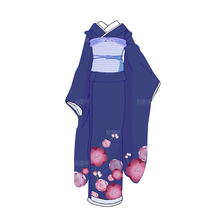 手绘中国古代女子汉服唐装插画图片