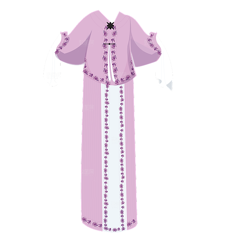 手绘中国古代女子汉服唐装插画图片