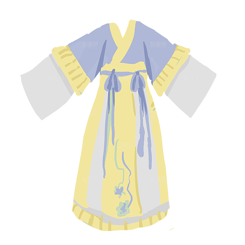手绘中国古代女子汉服唐装插画图片素材