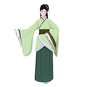 手绘中国古代女子汉服唐装插画图片素材