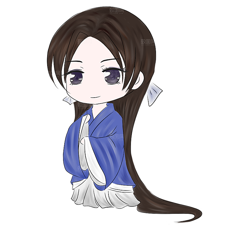 手绘中国古代女子汉服唐装插画图片素材