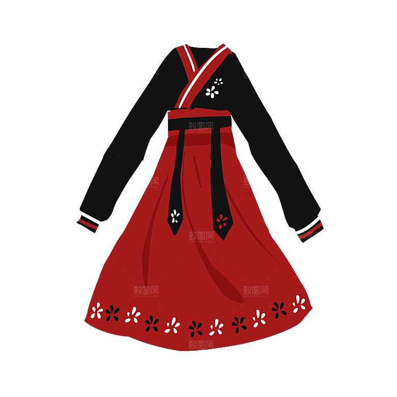 手绘中国古代女子汉服唐装插画图片素材