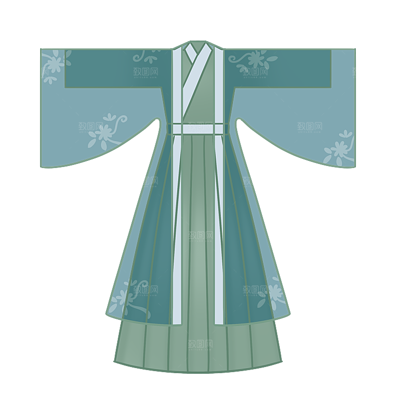 手绘中国古代女子汉服唐装插画图片素材