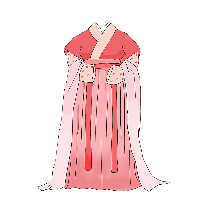 手绘中国古代女子汉服唐装插画图片素材