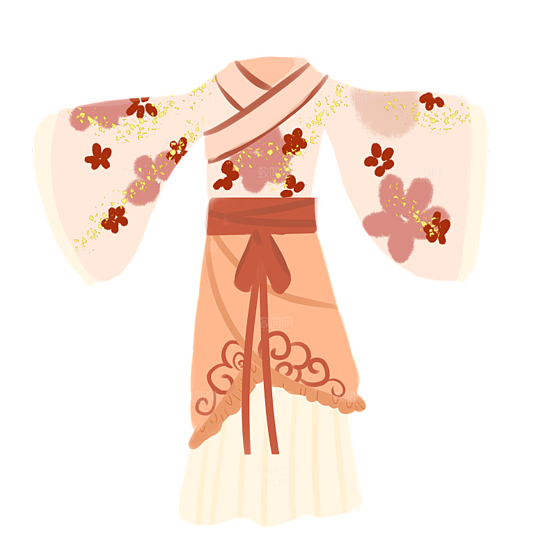 手绘中国古代女子汉服唐装插画图片素材