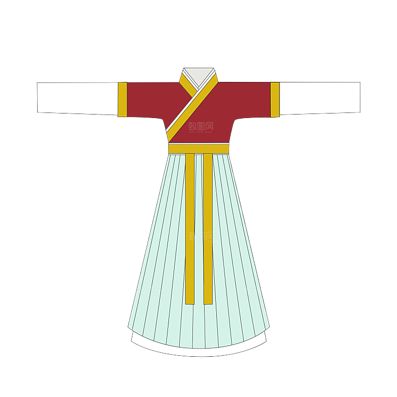 手绘中国古代女子汉服唐装插画图片素材