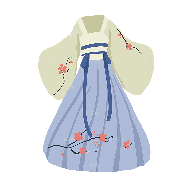 手绘中国古代女子汉服唐装插画图片素材