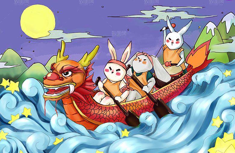 端午节节日国潮风简约大气插画海报