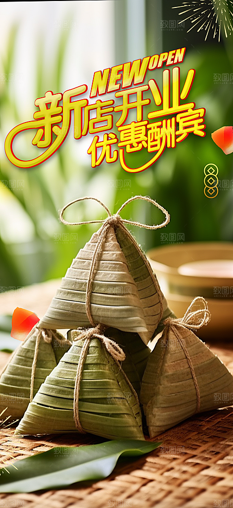 夏日粽子美食促销活动海报