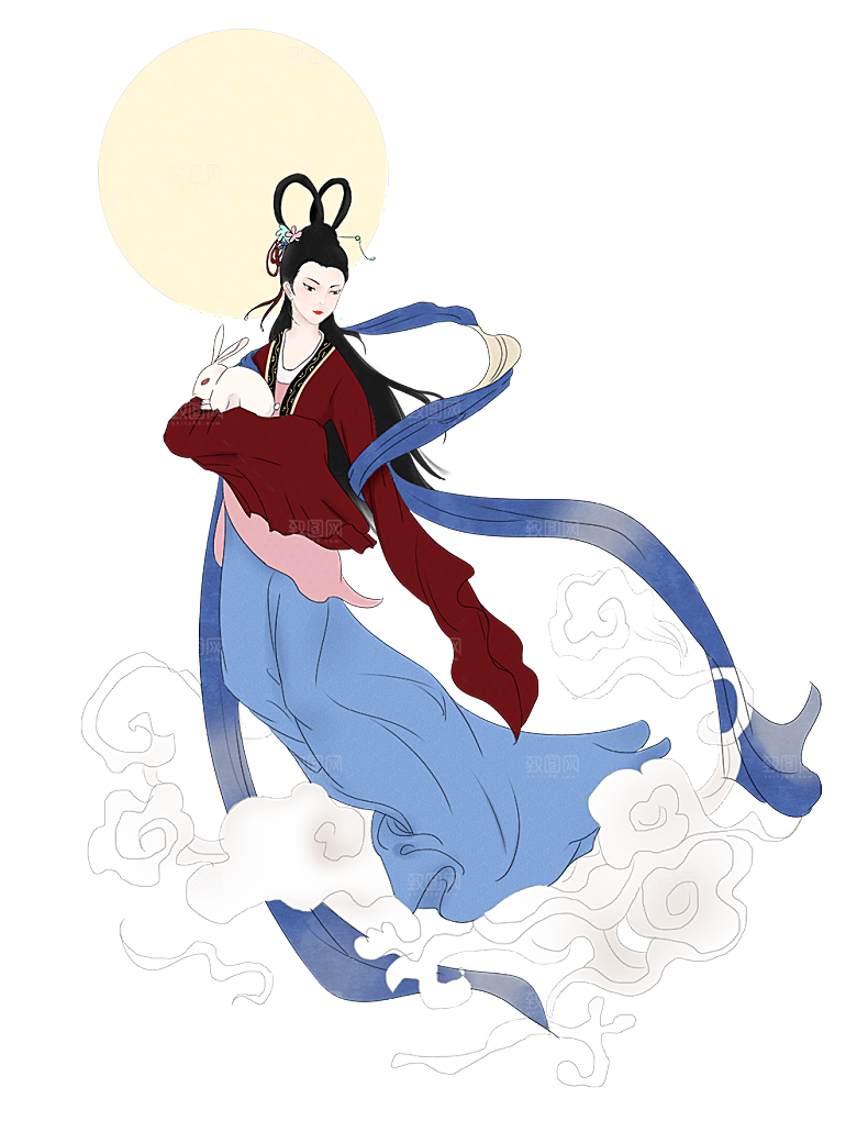 中秋节嫦娥简约大气免扣元素