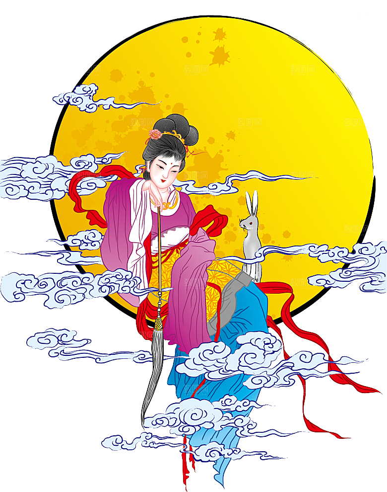 中秋节嫦娥简约大气免扣元素