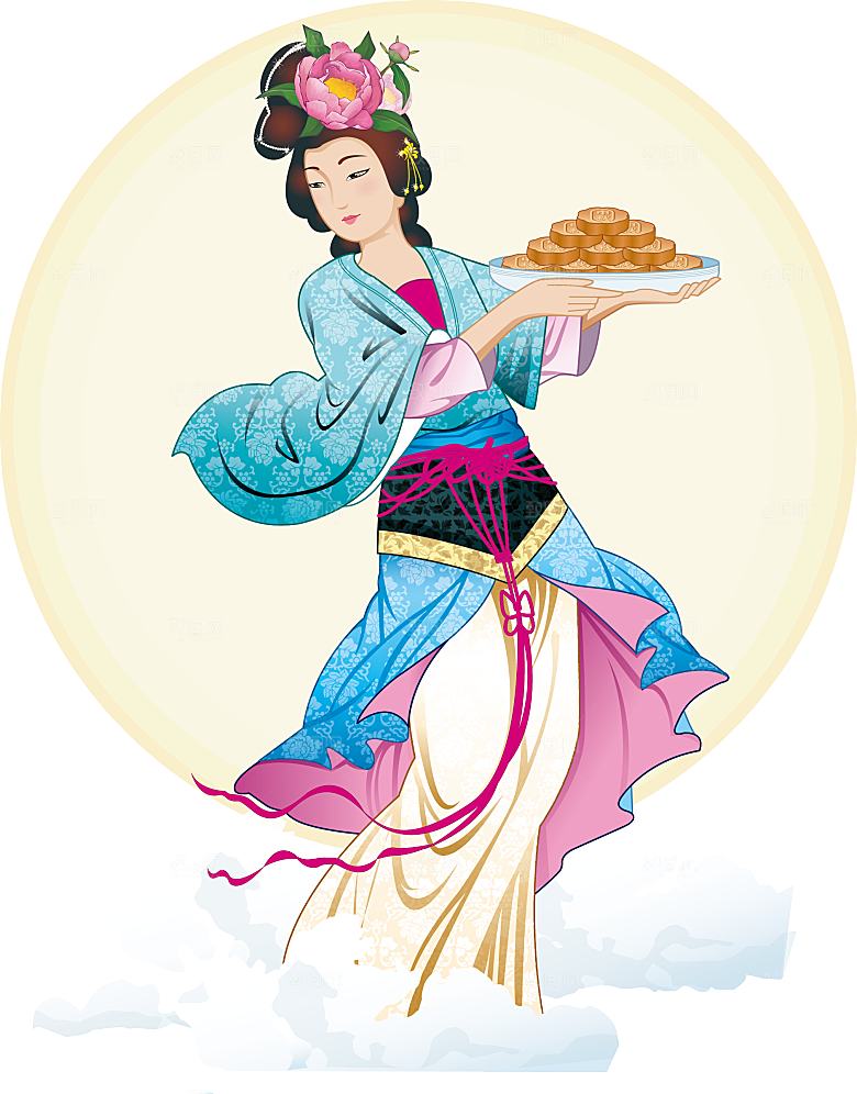 中秋节嫦娥简约大气免扣元素