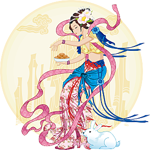 中秋节嫦娥简约大气免扣元素