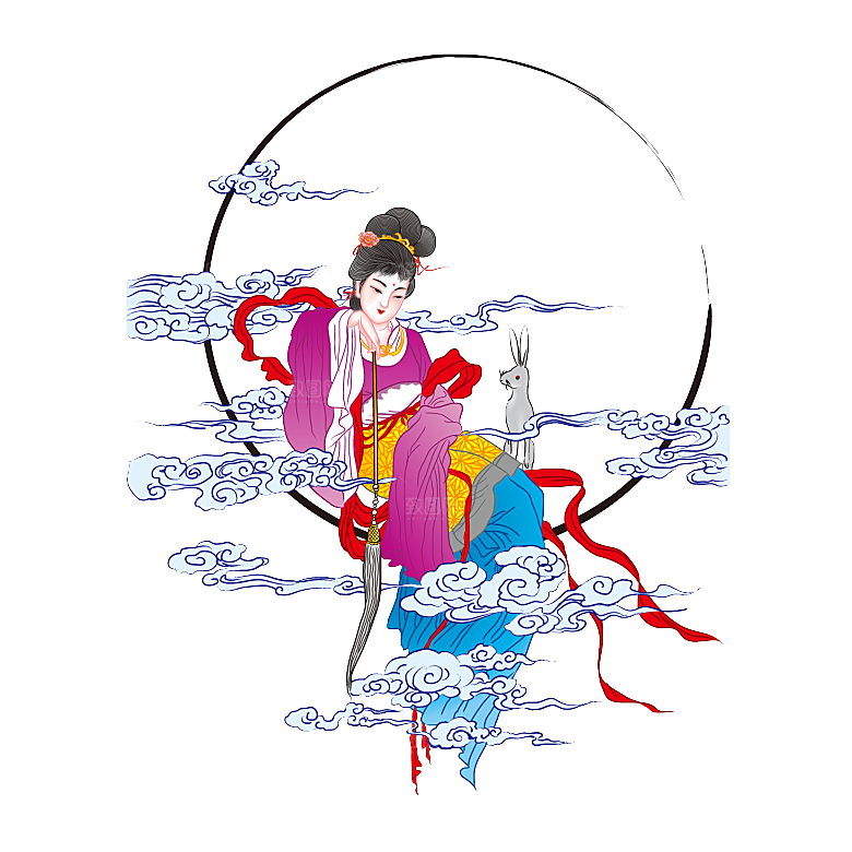 中秋节嫦娥简约大气免扣元素