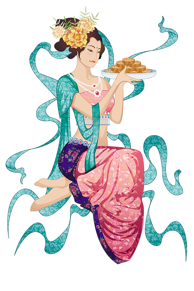 卡通中秋嫦娥奔月插画PNG素材
